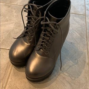 Dark Silver/ Pewter platform combat boots